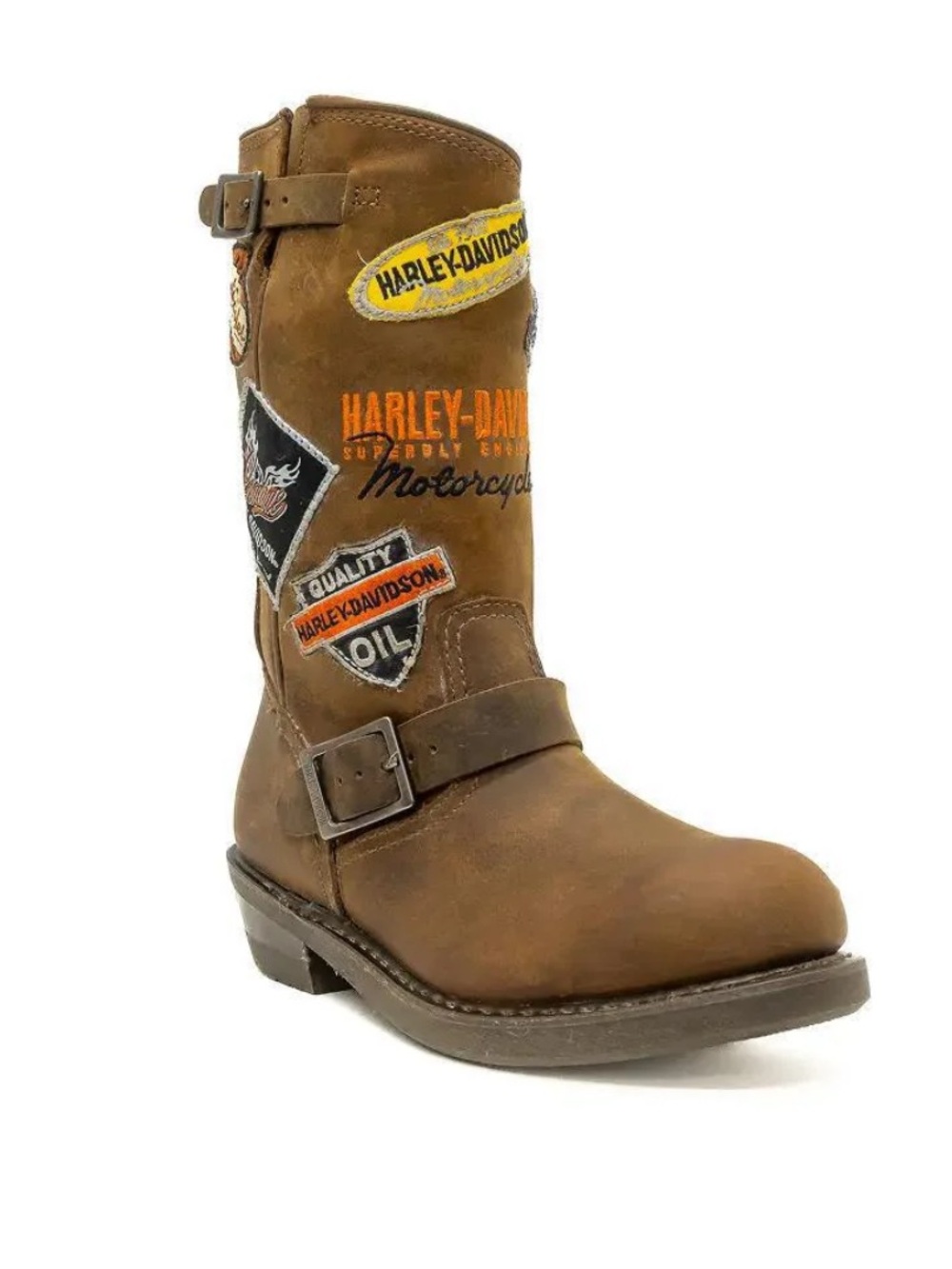 HARLEY DAVIDSON WOMEN’S BROOKLYN PATCH BROWN biker boots size 9